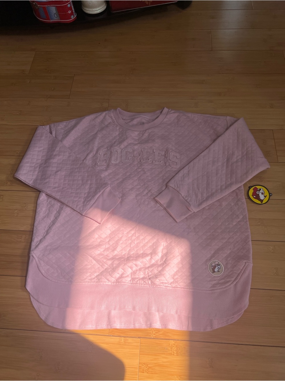Pink Quilted Pullover Sweatshirt